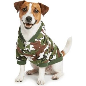 Camouflage Pet Hoodie Green Brown Camo Puppy Dog Sweatshirt Large 8.8lb-13.2lb